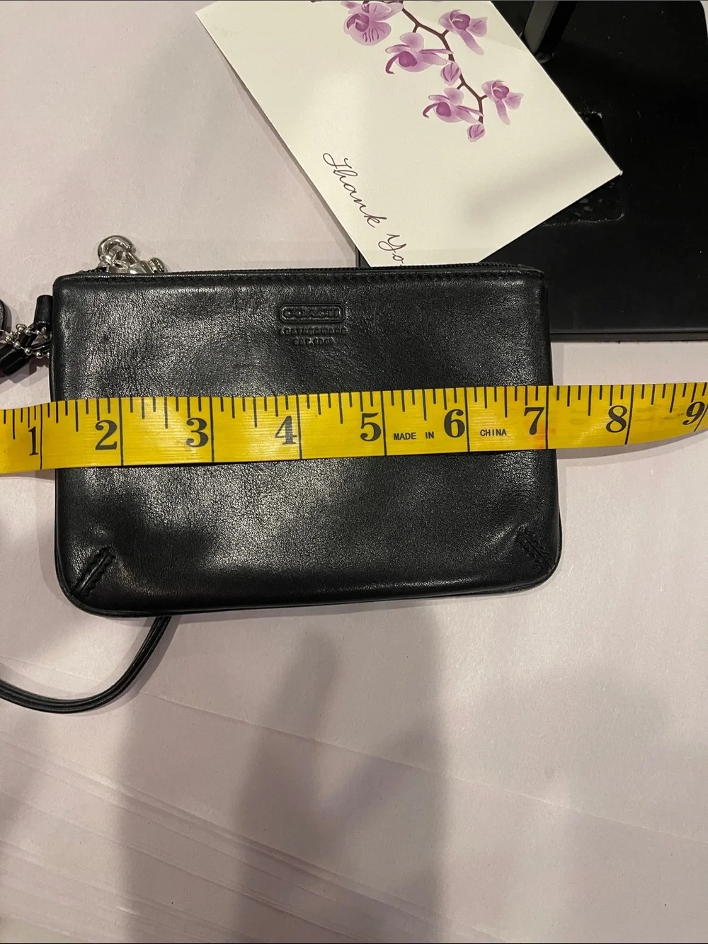 COACH Soho Black Leather Vintage Wristlet Zip Top Clutch Bag Handbag